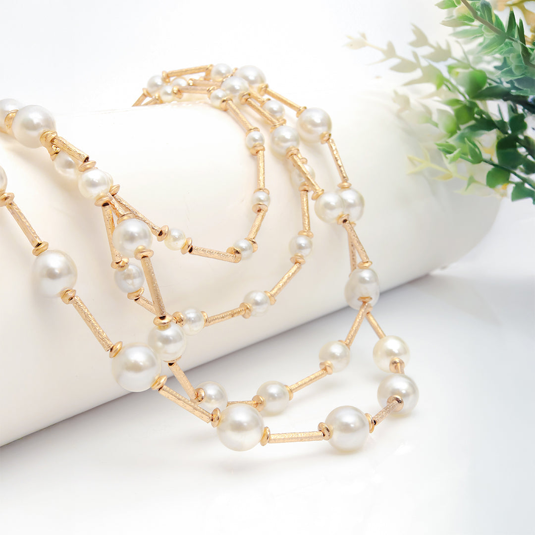 Pearl Cascade Rope Necklace