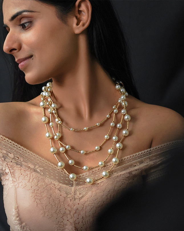 Pearl Cascade Rope Necklace