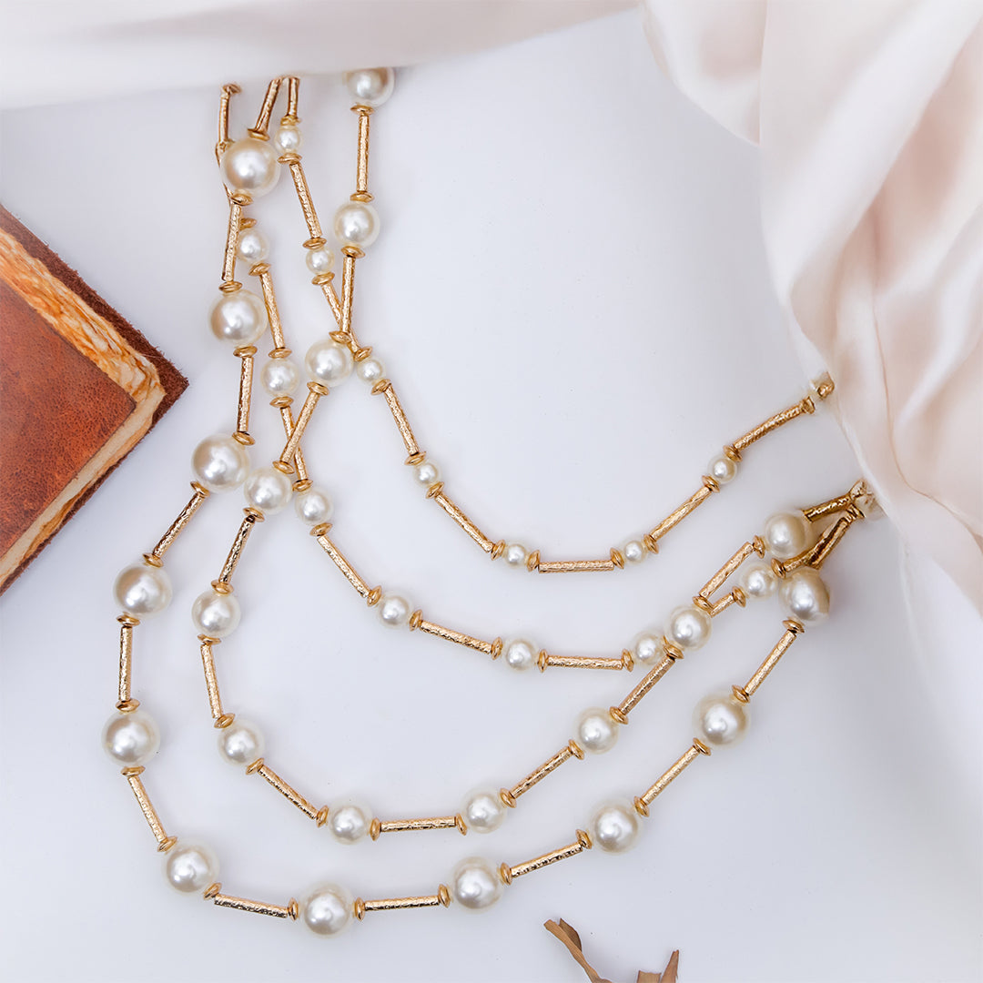 Pearl Cascade Rope Necklace