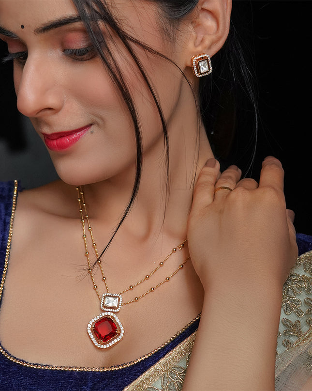 Ruby Prism Necklace Set