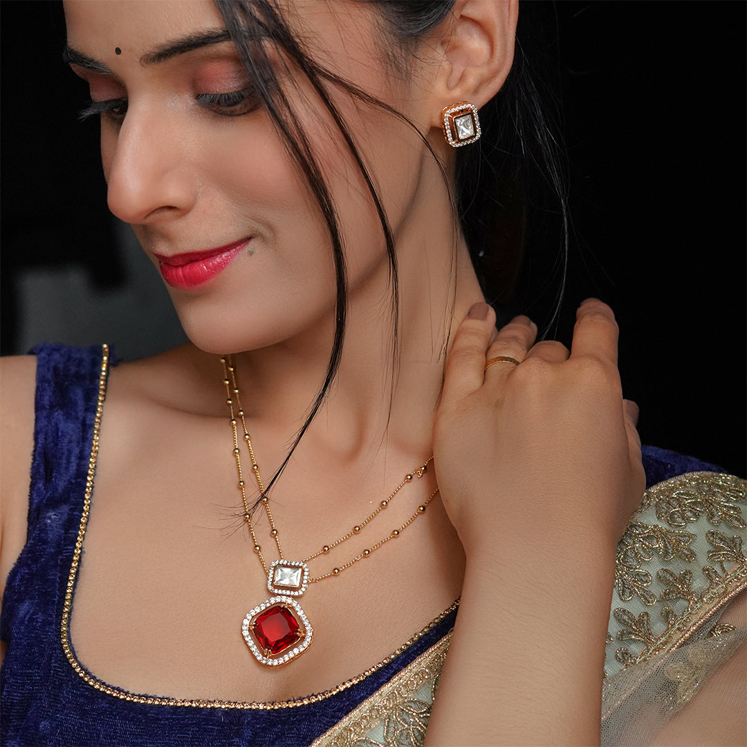 Ruby Prism Necklace Set