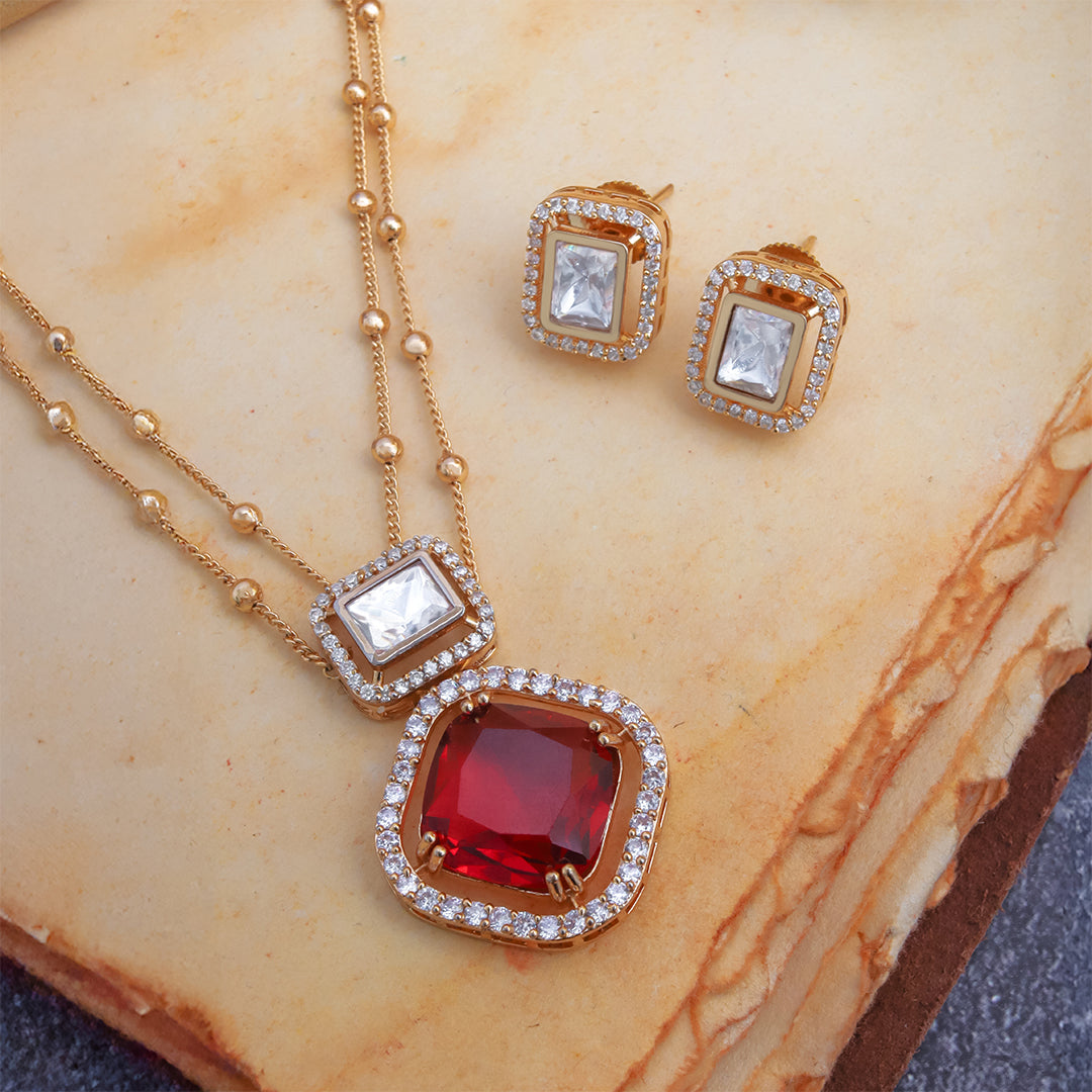 Ruby Prism Necklace Set