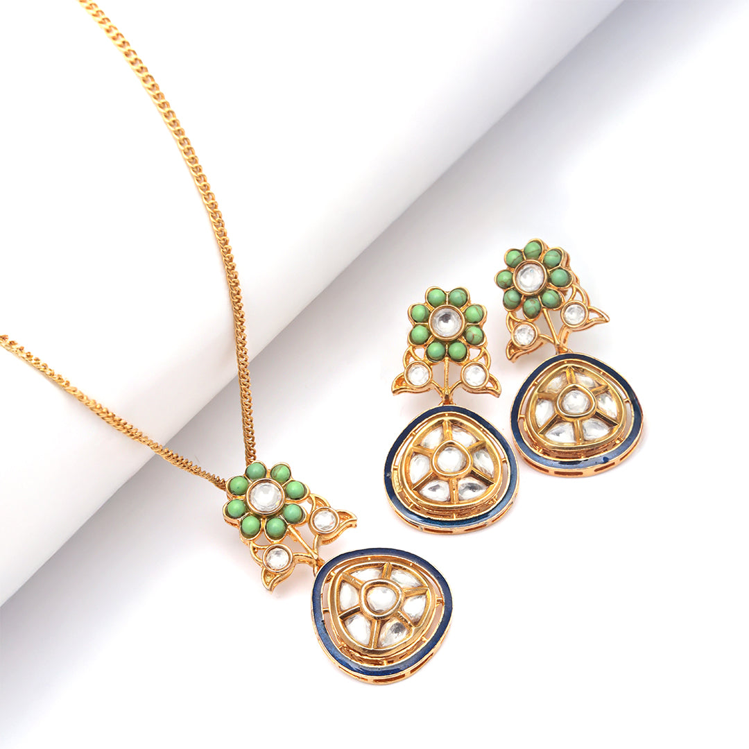 Meenakari Neel Gulab Set