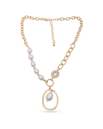 Ava Asymmetrical Pearl Link Necklace
