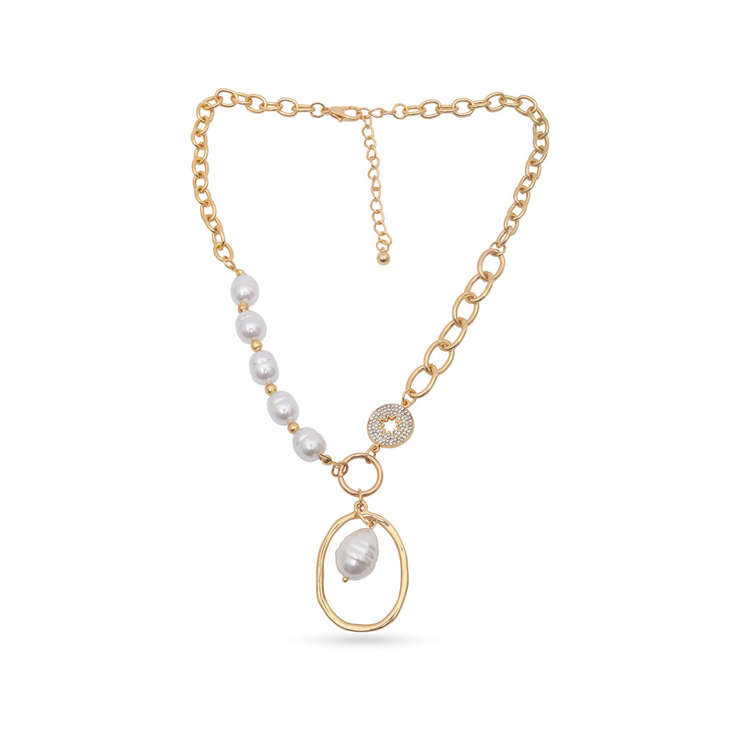 Ava Asymmetrical Pearl Link Necklace