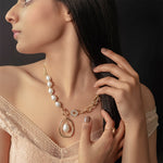 Load image into Gallery viewer, Ava Asymmetrical Pearl Link Necklace
