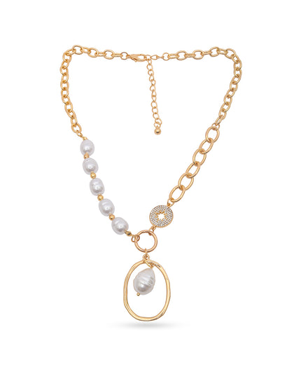 Ava Asymmetrical Pearl Link Necklace