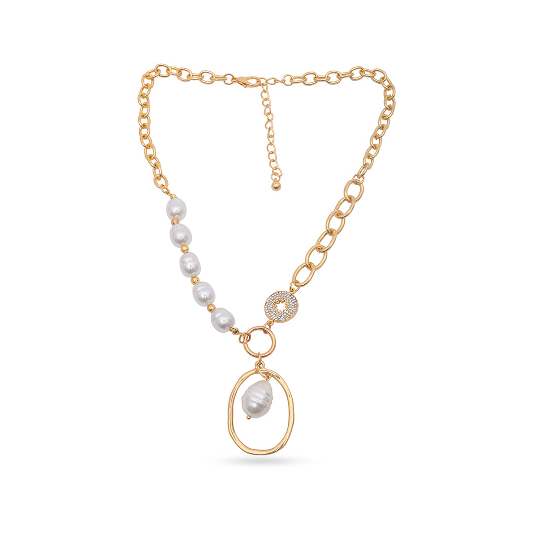 Ava Asymmetrical Pearl Link Necklace