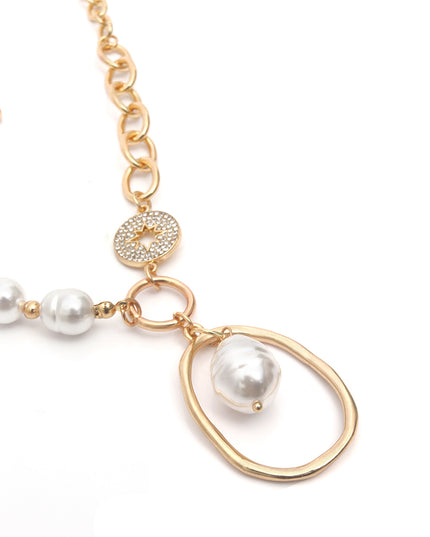 Ava Asymmetrical Pearl Link Necklace