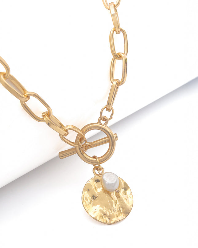 Zora Textured Coin Necklace