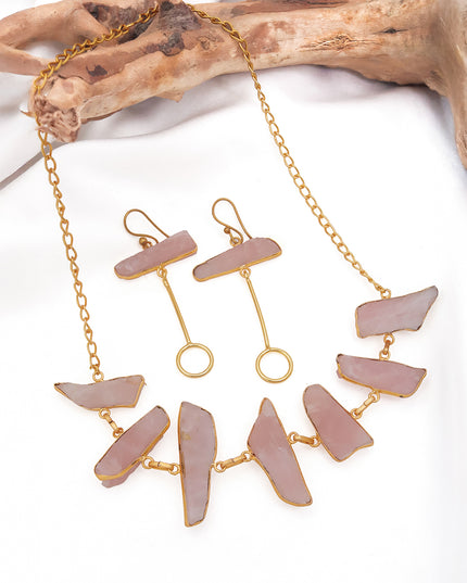 Crag Rose Quartz Statement Necklace Set