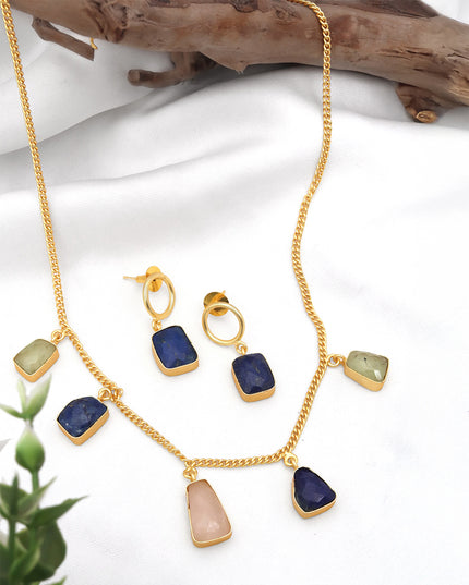 Crag Sapphire Stone Statement Necklace Set