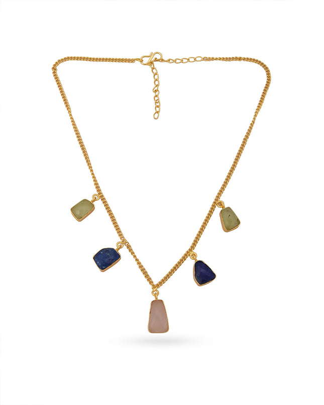 Crag Sapphire Stone Statement Necklace Set