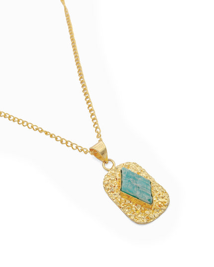 Crag Collection Raw Aqua Stone Gold Pendant Necklace
