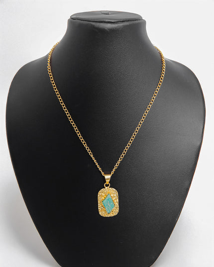 Crag Collection Raw Aqua Stone Gold Pendant Necklace