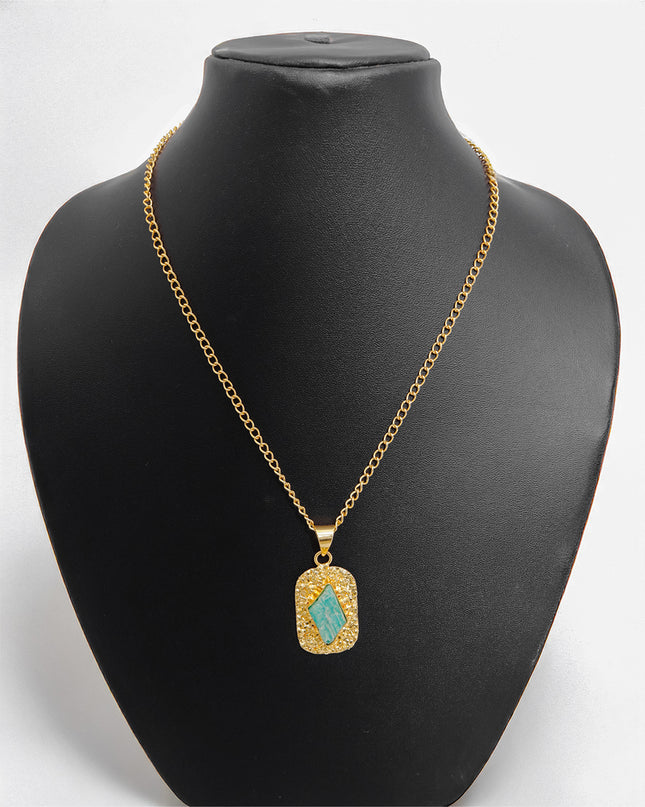 Crag Collection Raw Aqua Stone Gold Pendant Necklace