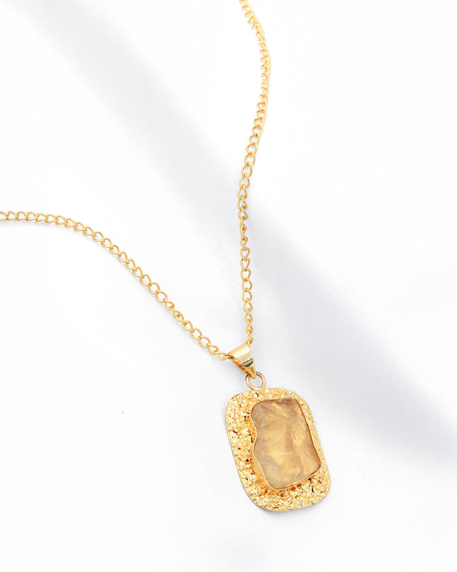 Crag Pendant – Honey Quartz