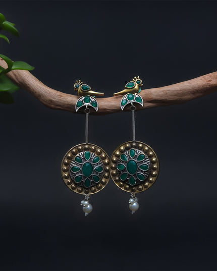 Emerald Harmony Bird Earrings