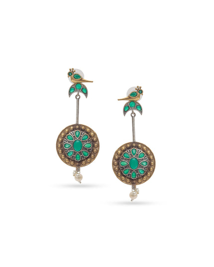 Emerald Harmony Bird Earrings