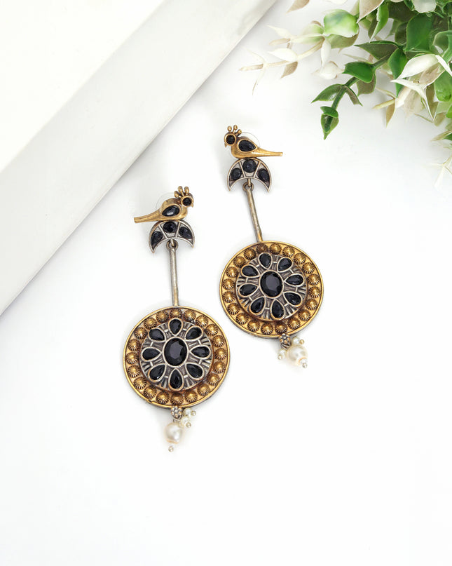 Midnight Harmony Bird Earrings