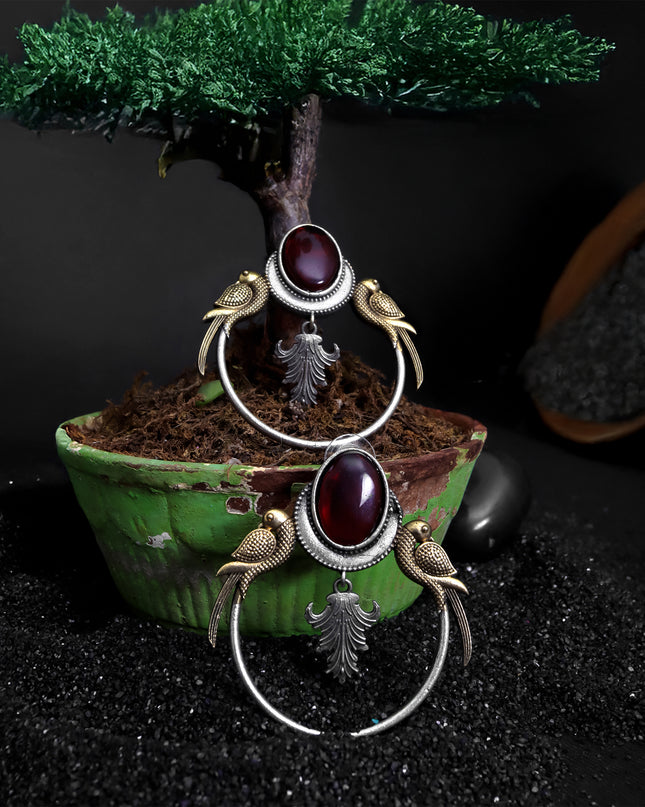 Scarlet Bird Hoop Earrings