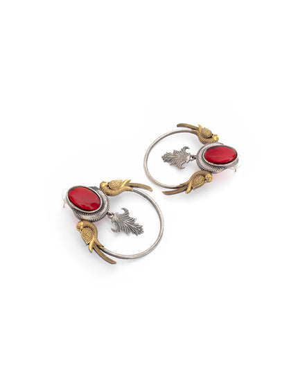 Scarlet Bird Hoop Earrings