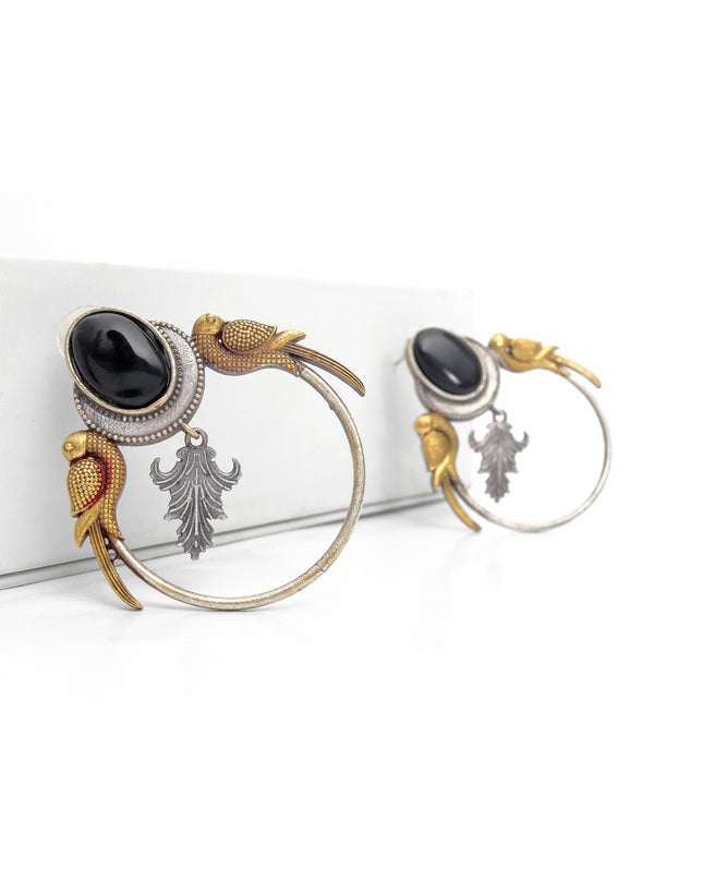 Noir Bird Hoop Earrings