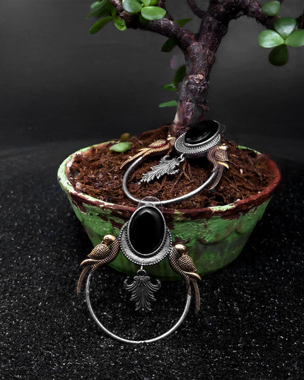 Noir Bird Hoop Earrings