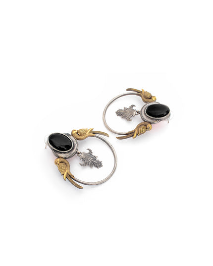 Noir Bird Hoop Earrings
