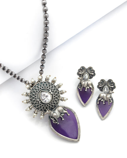 Royal Amethyst Elephant Necklace Set