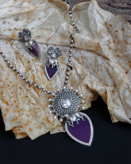 Royal Amethyst Elephant Necklace Set