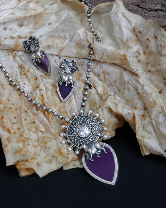 Royal Amethyst Elephant Necklace Set