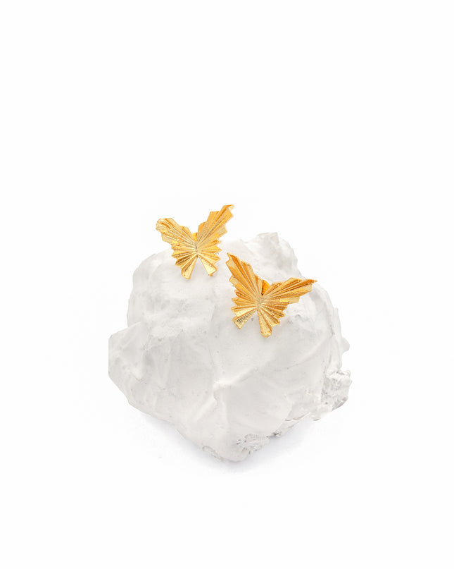 Titlee Radiant Fan Gold Stud Earrings