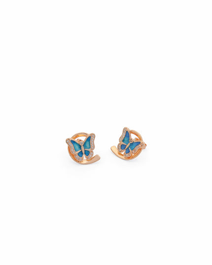 Titli Butterfly Pendant Set – Blue Enamel Gold-Tone Necklace & Earrings