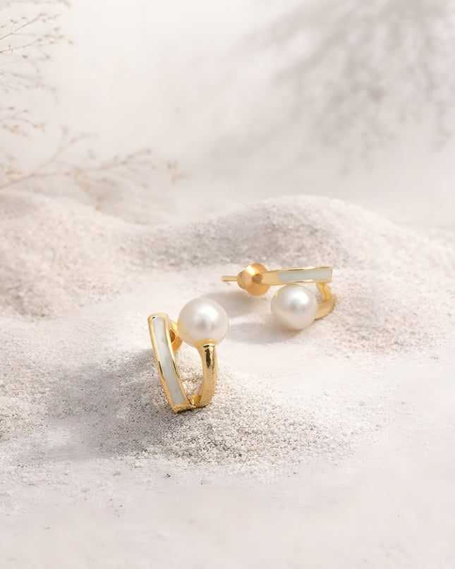 Ivory Arc Pearl Studs