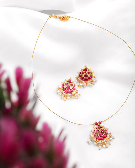 Ruby Pearl Necklace Set