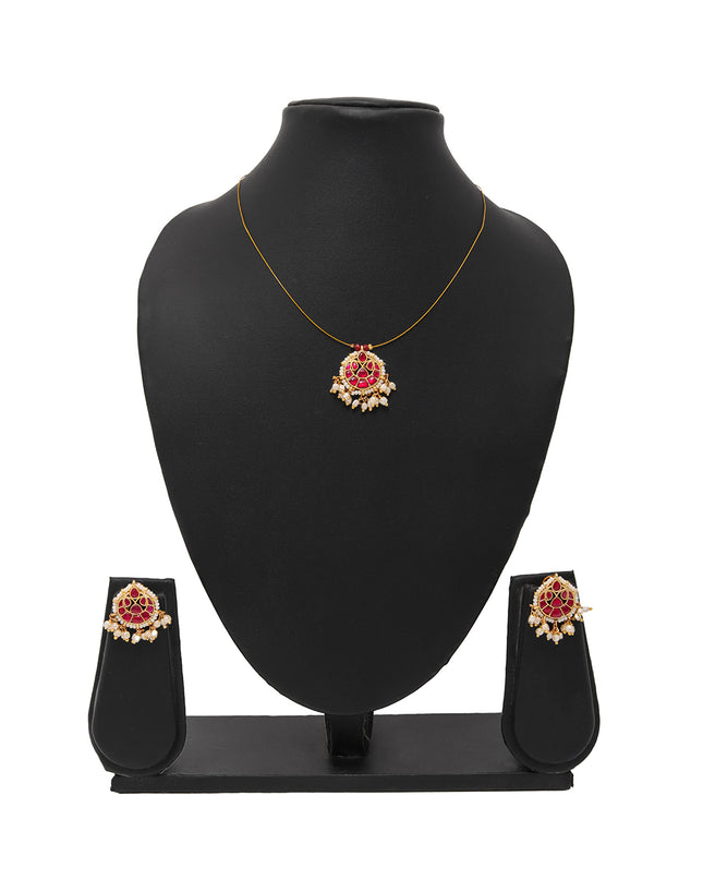 Ruby Pearl Necklace Set