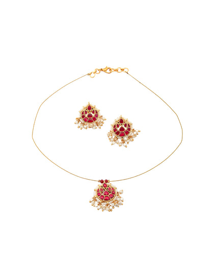 Ruby Pearl Necklace Set