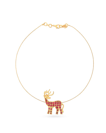 Ruby Deer Pendant Necklace