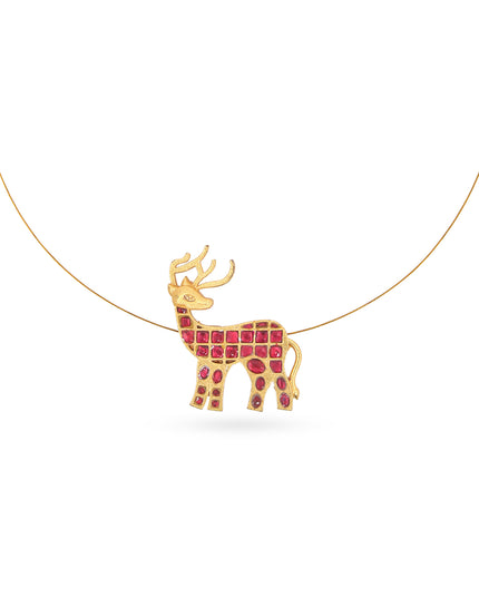 Ruby Deer Pendant Necklace
