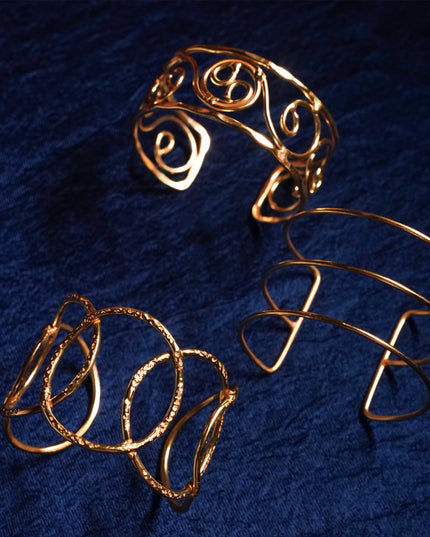 Gold-Tone Artistic Bangle Set – Combo of 3