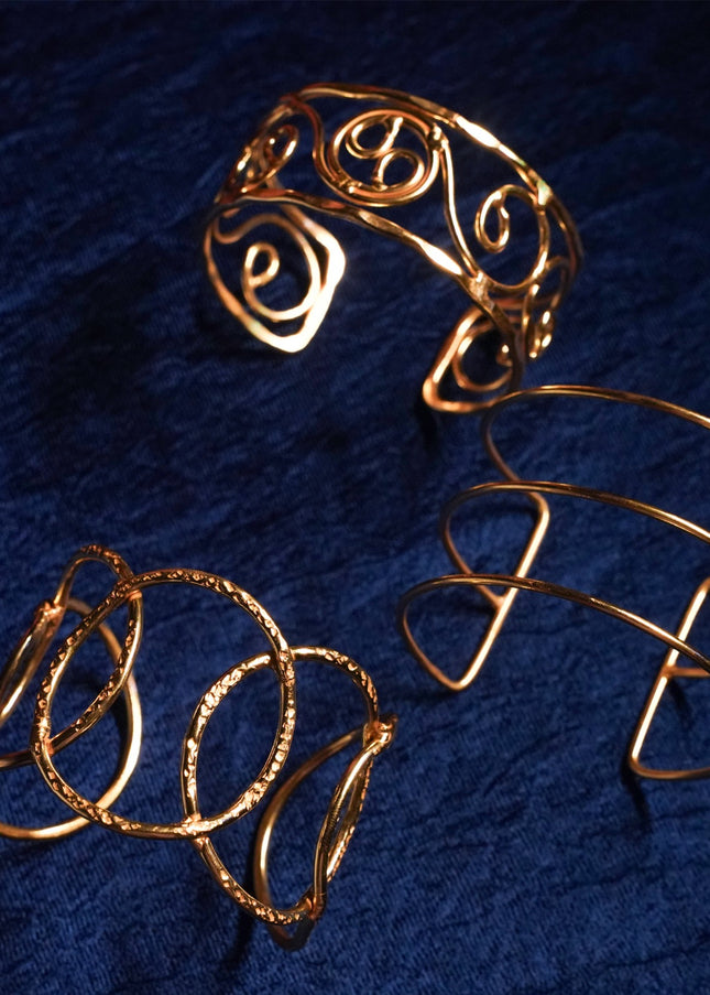 Gold-Tone Artistic Bangle Set – Combo of 3