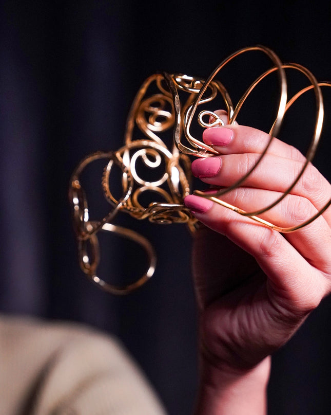 Gold-Tone Artistic Bangle Set – Combo of 3