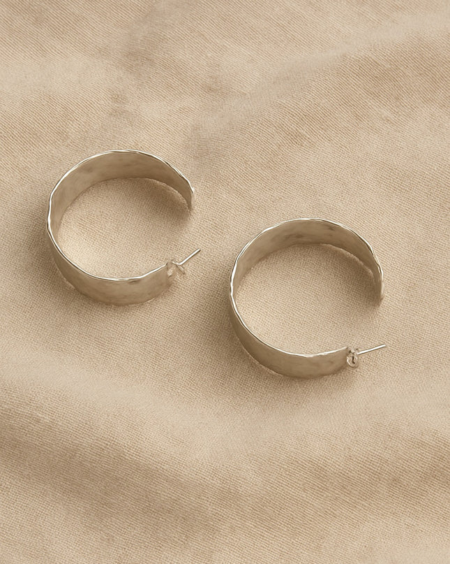 Silver Ripple Texture Hoops