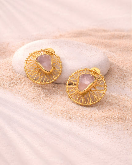 Crag Collection Raw Blush Stone Gold Stud Earrings